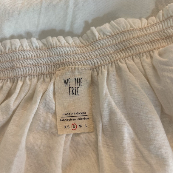 We the Free People‎ Small Women's Cream Boho Babydoll Off Shoulder Top Shirt (5) - Picture 9 of 10